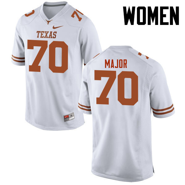 Women #70 Buck Major Texas Longhorns College Football Jerseys-White